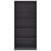 vidaXL 5-Tier Book Cabinet Grey 80x24x175 cm Engineered Wood