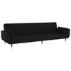 vidaXL 2-Seater Sofa Bed with Two Pillows Black Velvet