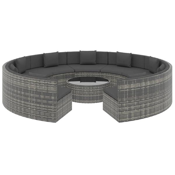 vidaXL 10 Piece Garden Lounge Set with Cushions Poly Rattan Grey