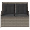 vidaXL Reclining Garden Bench with Cushions Grey Poly Rattan