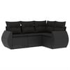 vidaXL 4 Piece Garden Sofa Set with Cushions Black Poly Rattan