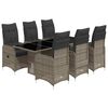 vidaXL 7 Piece Garden Bistro Set with Cushions Grey Poly Rattan