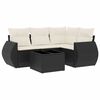 vidaXL 5 Piece Garden Sofa Set with Cushions Black Poly Rattan