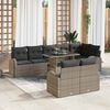 vidaXL Garden Sofa Set with Storage 9 pcs Grey Poly rattan