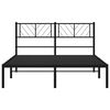 vidaXL Metal Bed Frame without Mattress with Headboard Black 150x200cm