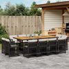 vidaXL 13 Piece Garden Dining Set with Cushions Black Poly Rattan