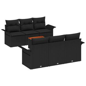vidaXL Garden Sofa Set with Storage 7 pcs Black Poly Rattan