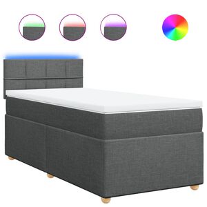vidaXL Box Spring Bed with Mattress Dark Grey King Single Fabric