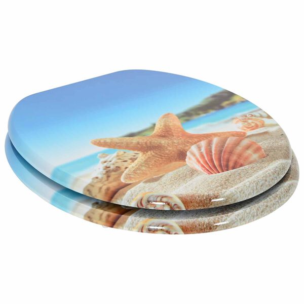 vidaXL Soft-Close Toilet Seat Light Blue 44 x 38 cm MDF board