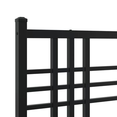 vidaXL Metal Bed Frame with Headboard Black 135x190 cm Double
