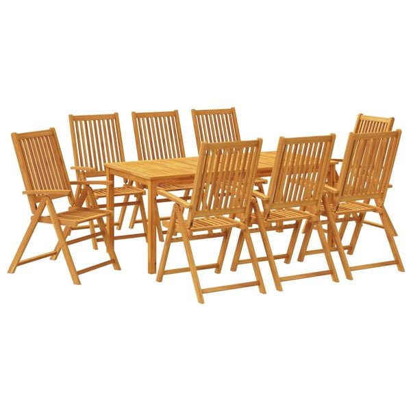 vidaXL 9 Piece Garden Dining Set 180x90x75 cm Solid Wood Acacia