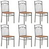vidaXL Dining Chair | Set of 6 | Brown and black | MDF and steel | Standard