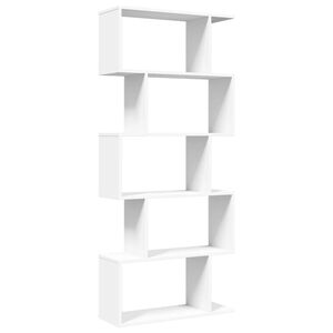 vidaXL Room Divider Bookcase 5-Tier White 70x24x161 cm Engineered Wood
