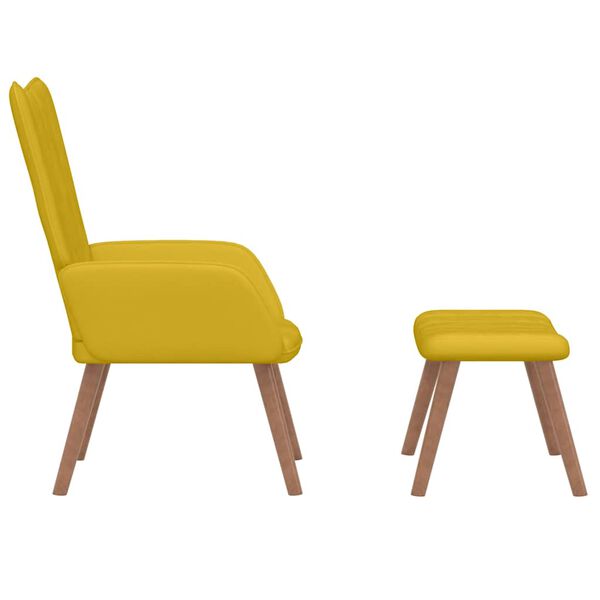 vidaXL Relaxing Chair with a Stool Mustard Yellow Velvet