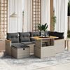 vidaXL 7 Piece Garden Sofa Set with Cushions Grey Poly Rattan