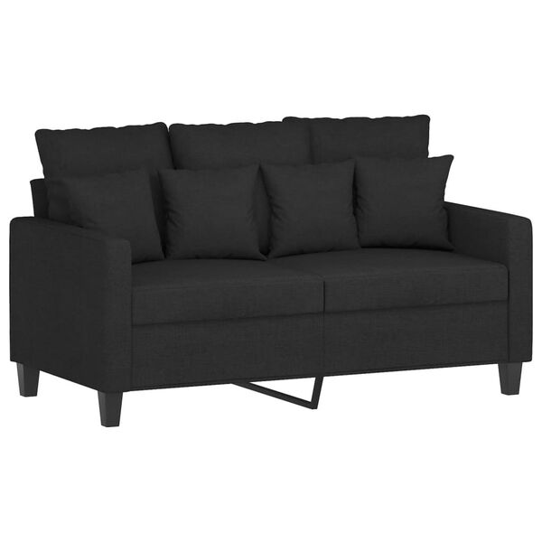 vidaXL 3 Piece Sofa Set with Cushions Black Fabric