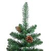 vidaXL Slim Christmas Tree with Real Wood and Cones Green 150 cm PVC