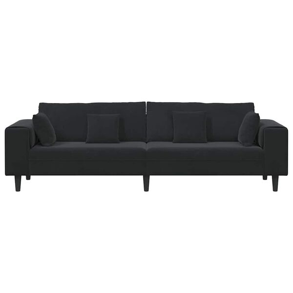 vidaXL Velvet Sofa with Cushion Black 208 cm Velvet
