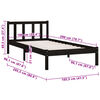 vidaXL Bed Frame without Mattress Black Solid Wood 100x200 cm