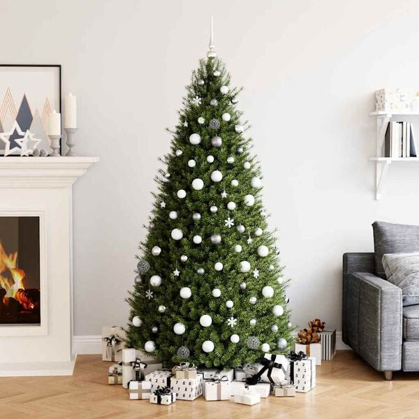 vidaXL 111 Piece Christmas Bauble Set White and Grey Polystyrene