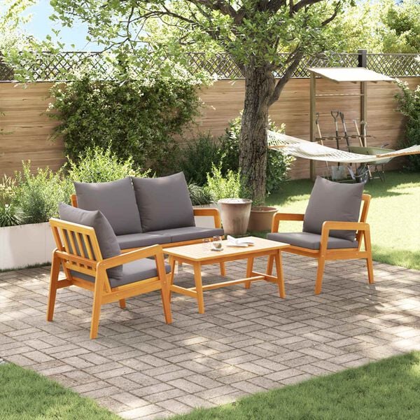 vidaXL Bistro Set with Cushion 4 pcs Brown Solid Acacia Wood