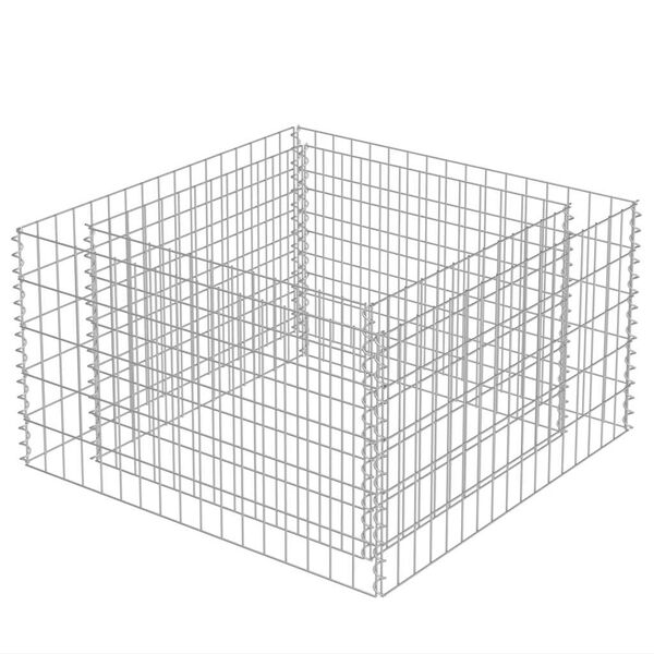 vidaXL Gabion Raised Bed Galvanised Steel 90x90x50 cm