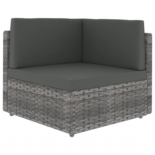 vidaXL 7 Piece Garden Lounge Set with Cushions Grey Poly Rattan