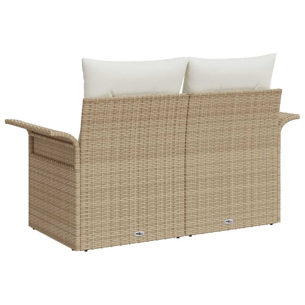vidaXL Garden Sofa with Cushion Beige 141 x 62 x 69cm Poly Rattan