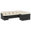 vidaXL 10 Piece Garden Sofa Set with Cushions Black Poly Rattan