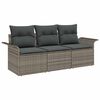 vidaXL Sofa Set with Cushion 3 pcs Grey Poly Rattan