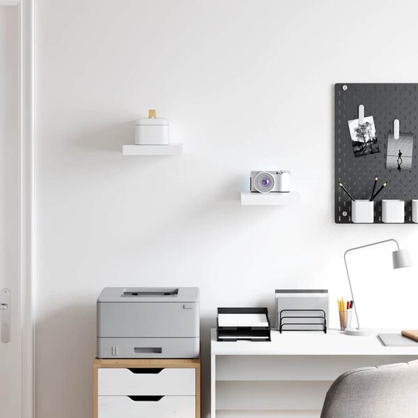 vidaXL Floating Wall Shelves 2 pcs White 23x23.5x3.8 cm MDF