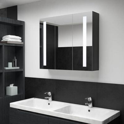 vidaXL LED Bathroom Mirror Cabinet 89x14x62 cm