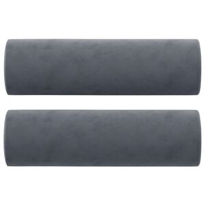vidaXL Throw Pillows 2 pcs Dark Grey &Oslash;15x50 cm Velvet