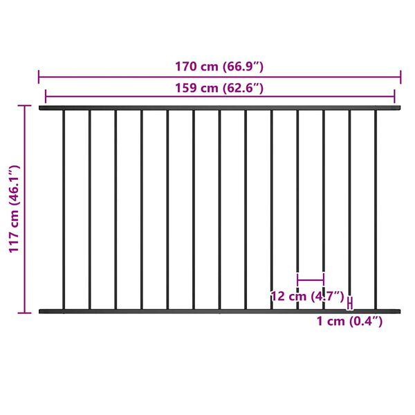 vidaXL Fence Panel Woerden Powder-coated Steel 1.7x1.17 m Black