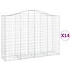 vidaXL Arched Gabion Baskets 14 pcs 200x50x140/160 cm Galvanised Iron