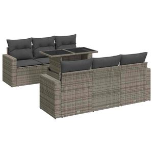vidaXL 7 Piece Garden Sofa Set with Cushions Grey Poly Rattan