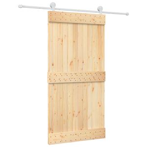 vidaXL Sliding Door Natural and White 100 x 210 cm Solid Pine Wood