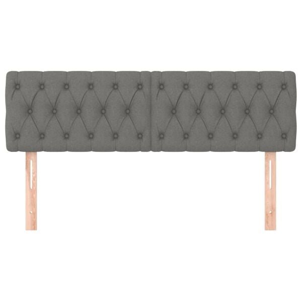 vidaXL Headboards Dark Grey 160x7x78/88 cm Fabric