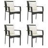 vidaXL 5 Piece Garden Dining Set with Cushions Black Poly Rattan