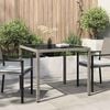 vidaXL Garden Table 90x90x75 cm Tempered Glass and Poly Rattan Grey
