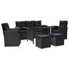 vidaXL 6 Piece Garden Lounge Set with Cushions Poly Rattan Black