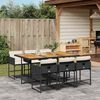 vidaXL 7 Piece Garden Dining Set with Cushions Black Poly Rattan