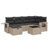 vidaXL 7 Piece Garden Sofa Set with Cushions Grey Poly Rattan