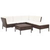 vidaXL 6 Piece Garden Lounge Set with Cushions Poly Rattan Brown