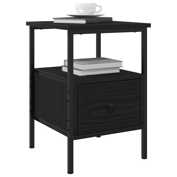 vidaXL Bedside Cabinet Black Oak 34 x 36 x 50 cm Engineered Wood