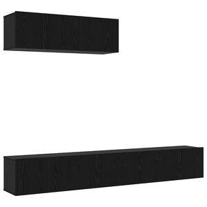 vidaXL TV Cabinet Set Wall-mounted 3 pcs Black Oak Engineered Wood