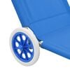 vidaXL Folding Sun Lounger with Canopy and Wheels Steel Blue