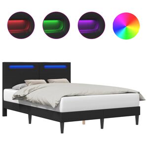 vidaXL Bed Frame with LED Strip Lights Black 153 x 203 cm Faux Leather