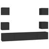vidaXL 6 Piece TV Cabinet Set Black Engineered Wood