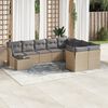 vidaXL 10 Piece Garden Sofa Set with Cushions Beige Poly Rattan